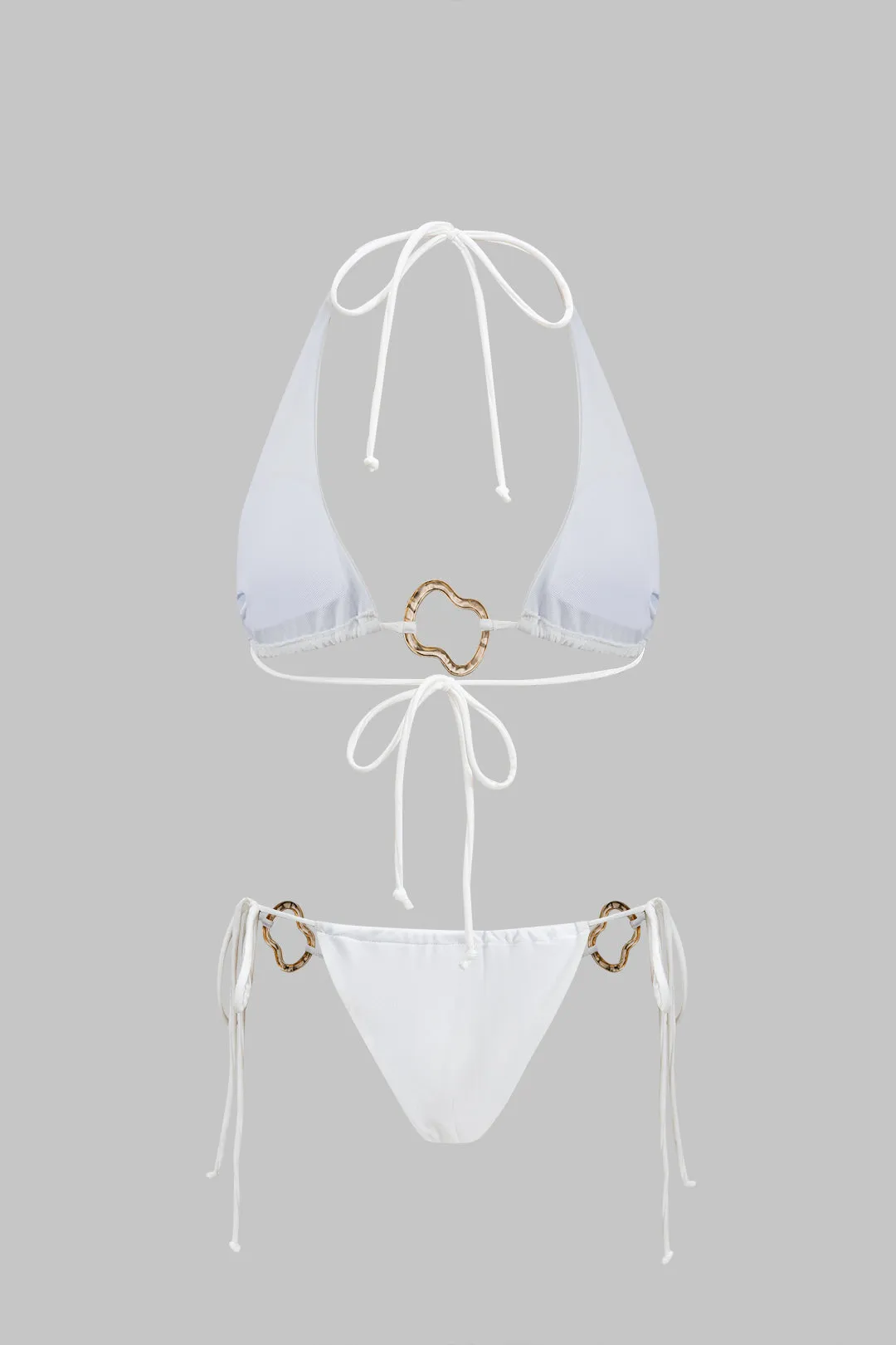 Metallisk indretning ruched binding bagfrit bikini sæt sold by Micas product image thumbnail 2