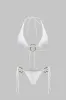 Metallisk indretning ruched binding bagfrit bikini sæt sold by Micas