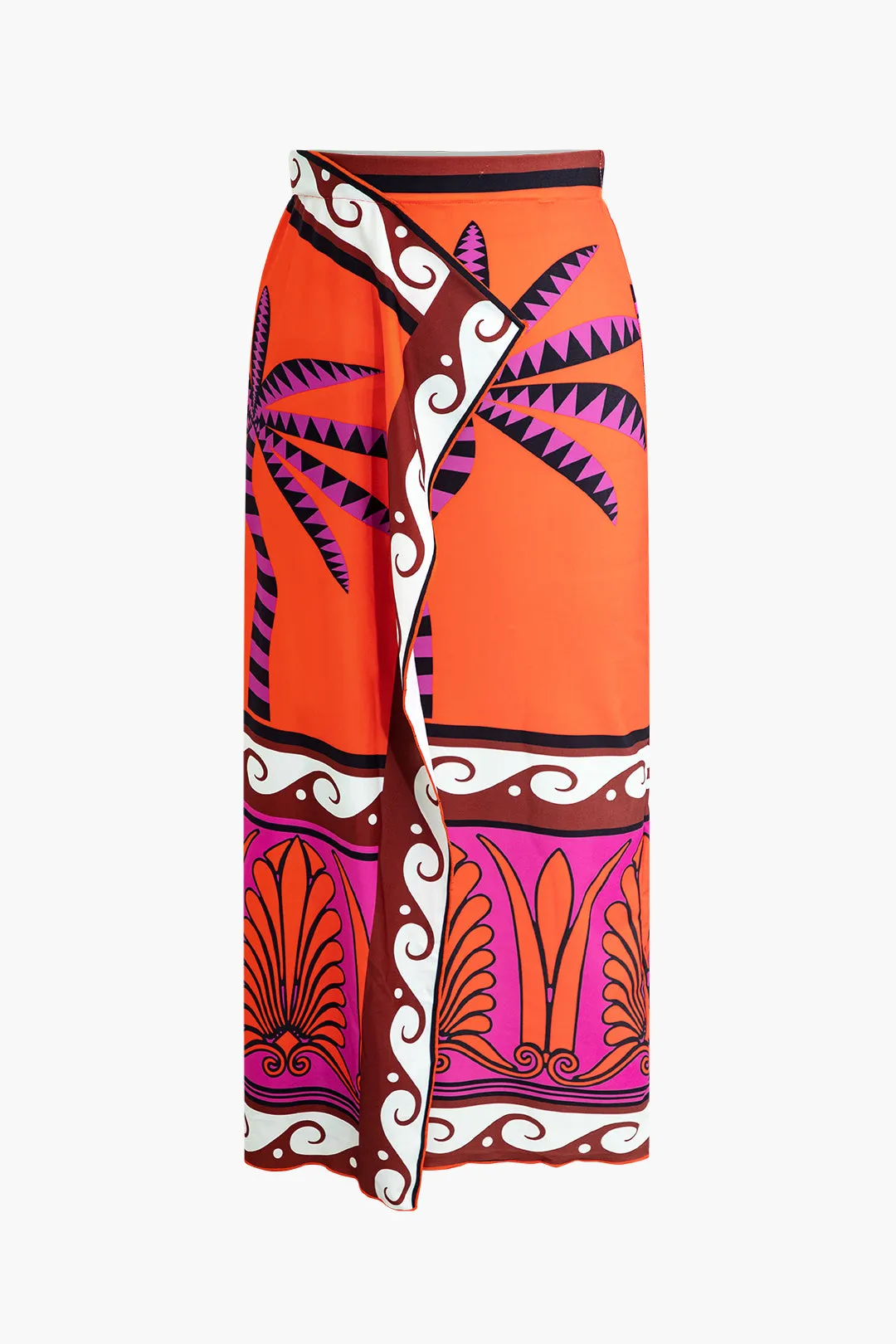 Tropisk print chiffon ruched cover up sold by Micas