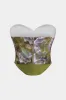 Satin jacquard patchwork bustier lynlås korset rør top sold by Micas