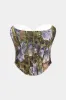 Satin jacquard patchwork bustier lynlås korset rør top sold by Micas