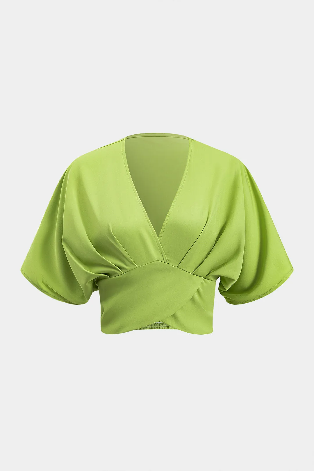 Ruched kort ærme top og blomsterprint lynlås brede benbukser sæt sold by Micas product image thumbnail 2