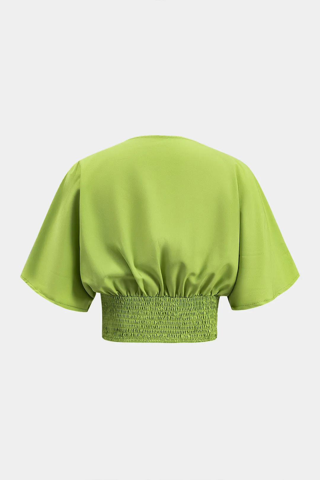 Ruched kort ærme top og blomsterprint lynlås brede benbukser sæt sold by Micas product image thumbnail 3