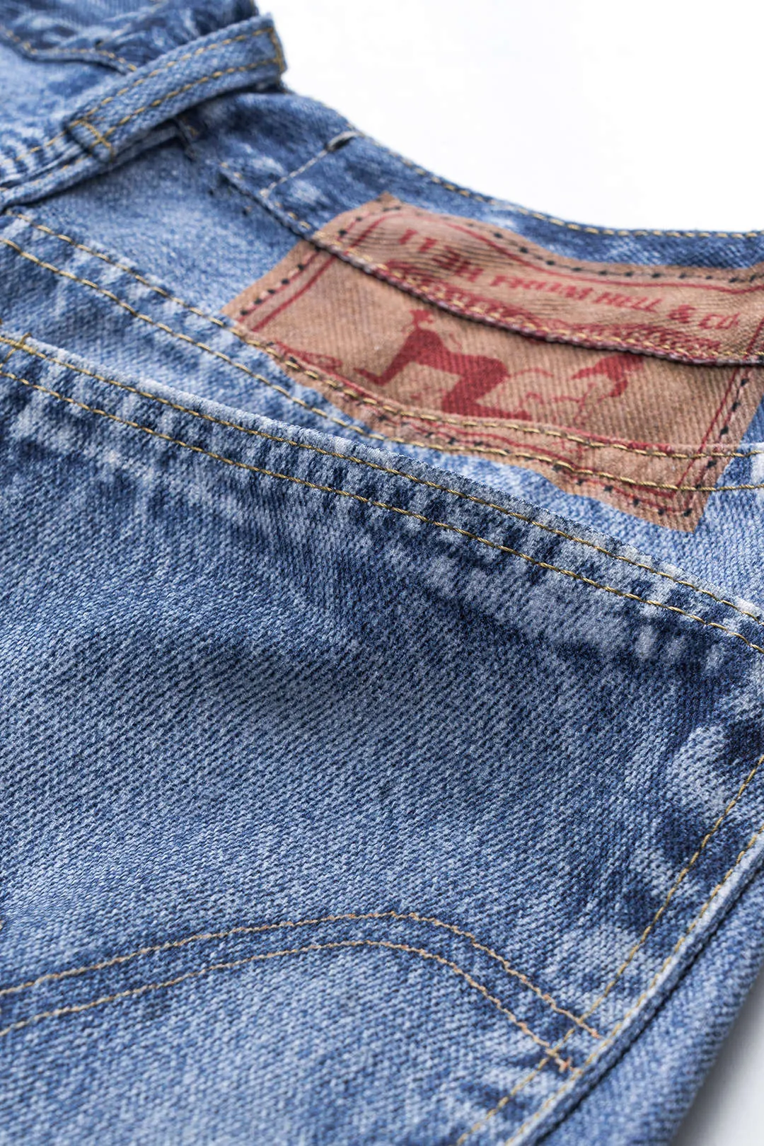 Abstrakt print denim lomme knap brede ben jeans sold by Micas product image thumbnail 5