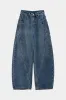 Denim Button Pocket Wide Leg Barrel Jeans sold by Micas