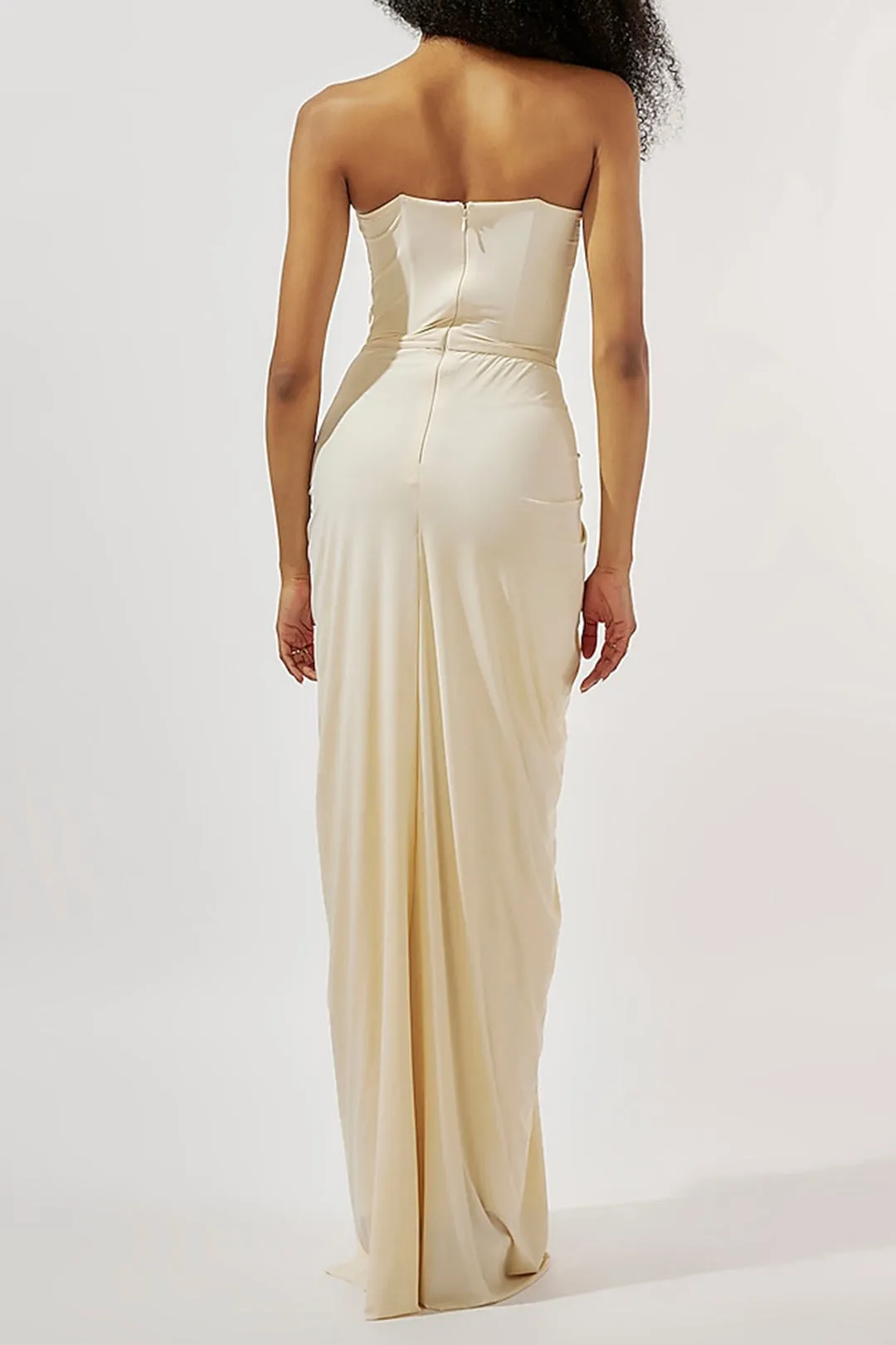 Ruched Zipper Corset Strapless Maxi Dress sold by Micas product image thumbnail 2