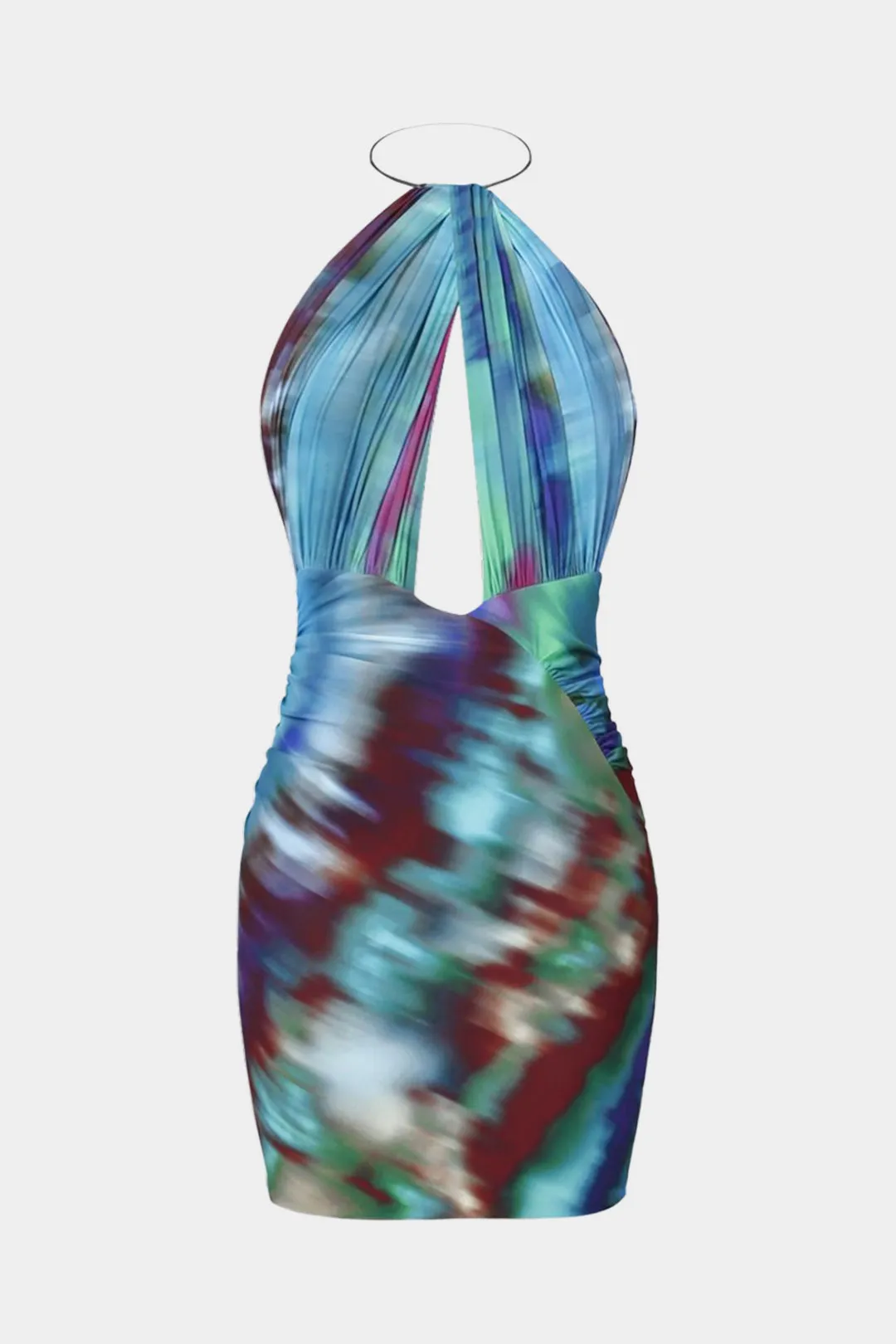 Ombre Print Metal Ruched Backless Mini Dress sold by Micas