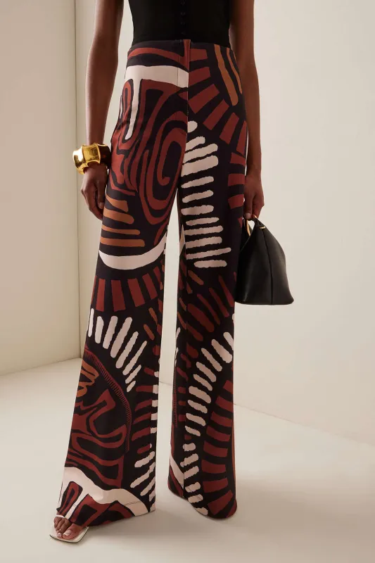 Abstract Print Pocket Wide Leg Trousers sold by Micas