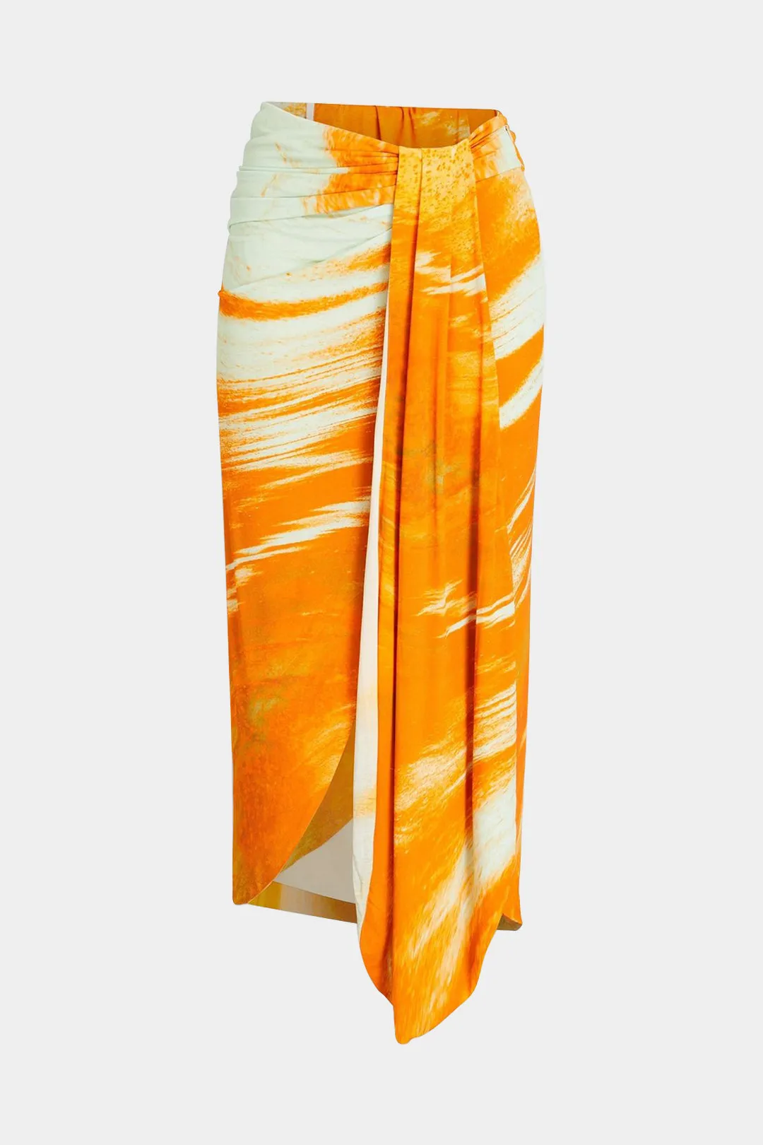 Ombre Print Satin Ruched Skirt sold by Micas