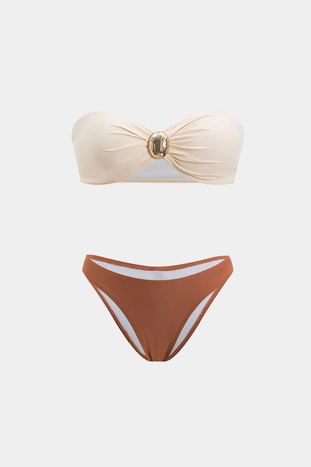 Metallisk ruched rygfri bikini -sæt sold by Micas