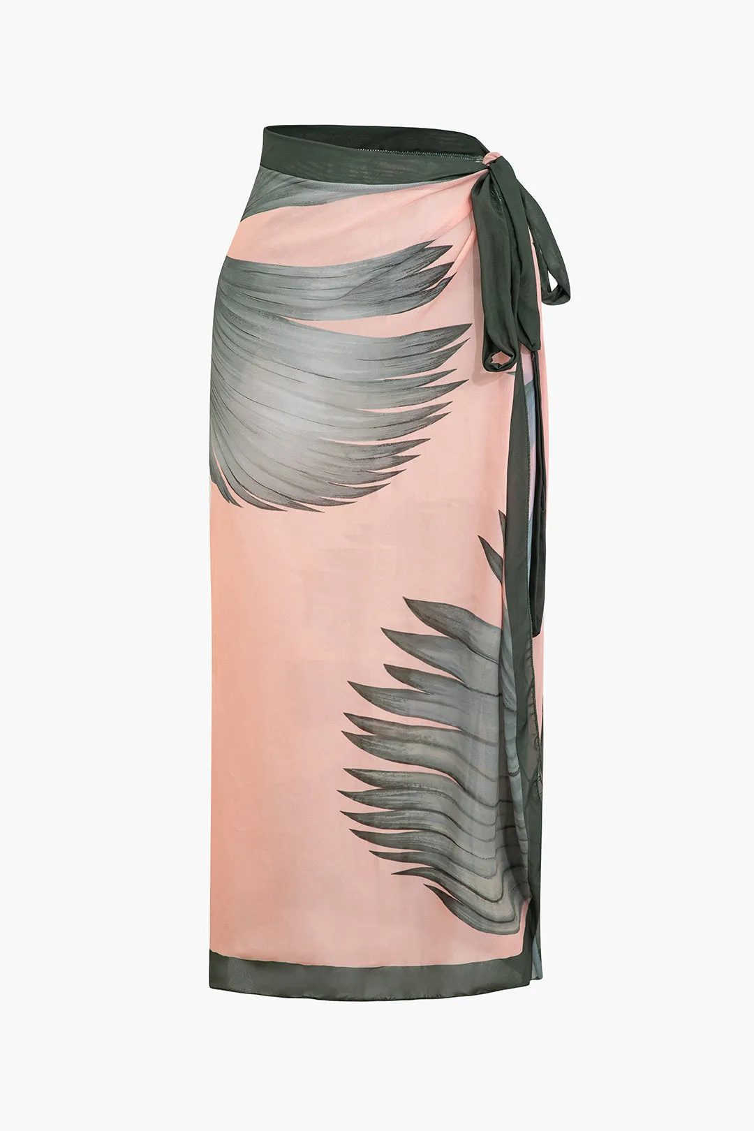 Tropisk print chiffon ruched tie knude cover up sold by Micas