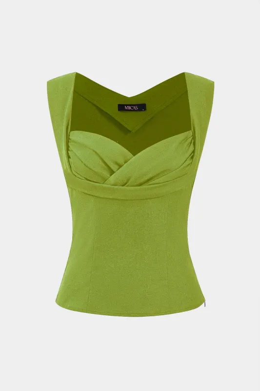 Solid Linen Ruched Tank Top sold by Micas