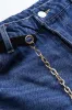 Metalkæde denim bæltet lynlås knap lomme brede ben jeans sold by Micas