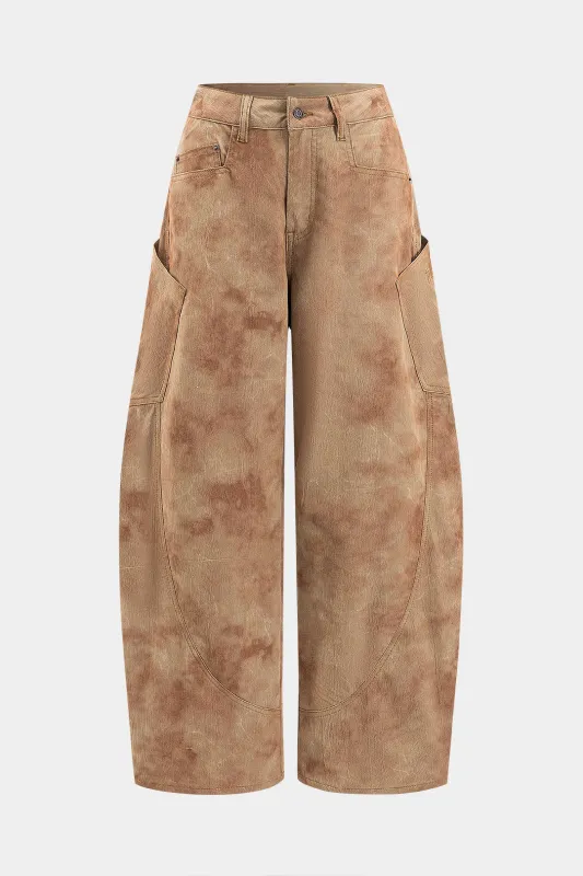 Embroidery Denim Button Pocket Wide Leg Barrel Jeans sold by Micas