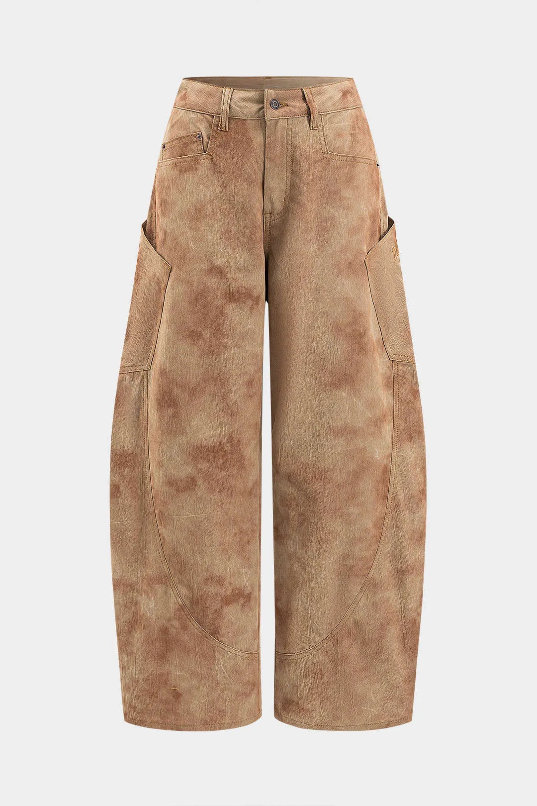 Embroidery Denim Button Pocket Wide Leg Barrel Jeans sold by Micas