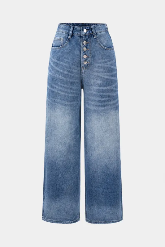 Denim knap lomme brede ben jeans sold by Micas