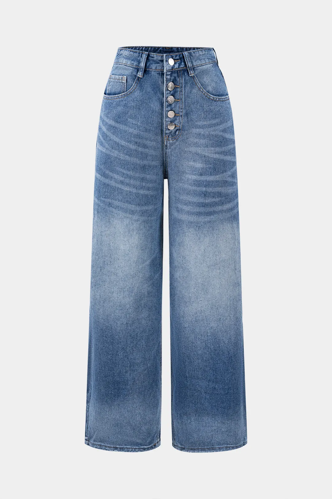 Denim knap lomme brede ben jeans sold by Micas