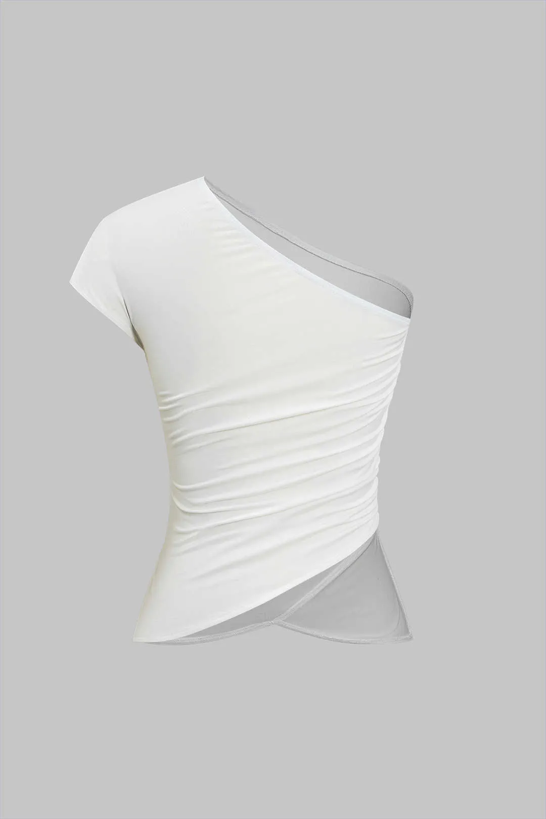 Ruched asymmetrisk en skulder top og nederdel sæt sold by Micas product image thumbnail 3