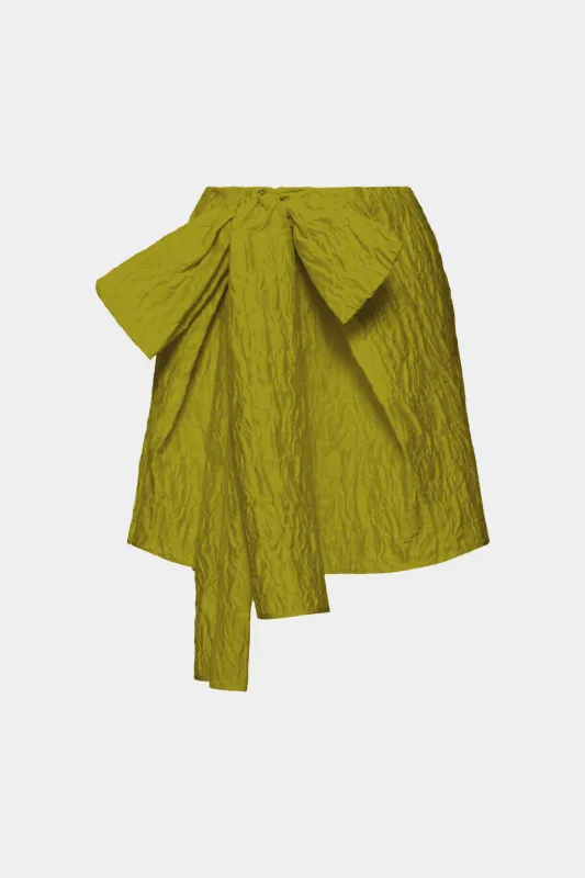 Jacquard Ruched Tie Front Zipper Skirt sold by Micas