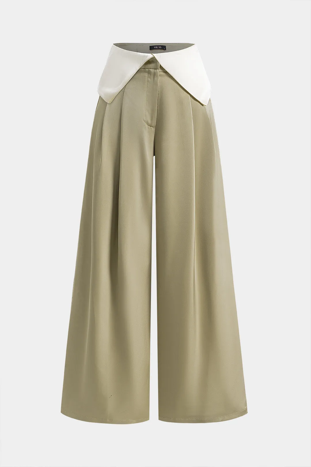Contrast Satin Ruched Wide Leg Trousers sold by Micas