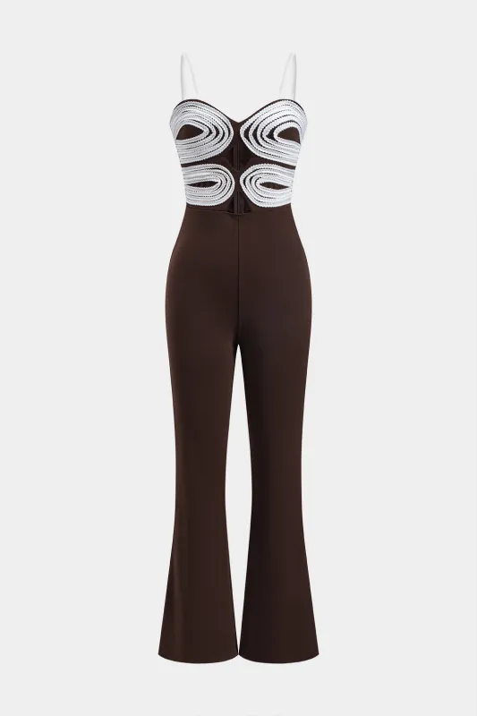 Kontrast udskåret lynlås slip jumpsuit sold by Micas