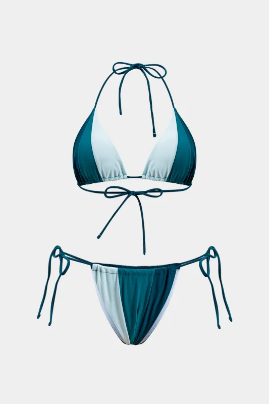 Kontrast Ruched Tie-Up Bikini Set sold by Micas