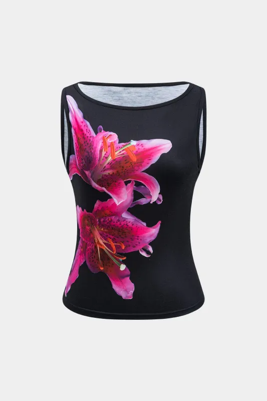 Solid blomsterprint tank top sold by Micas