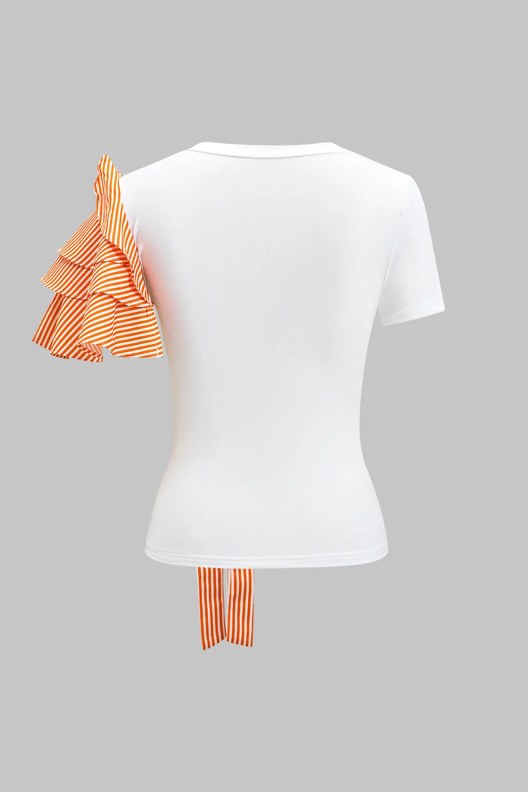 Stripe Print 3D Blomster kortærmet top og knap brede benbukser sæt sold by Micas product image thumbnail 3