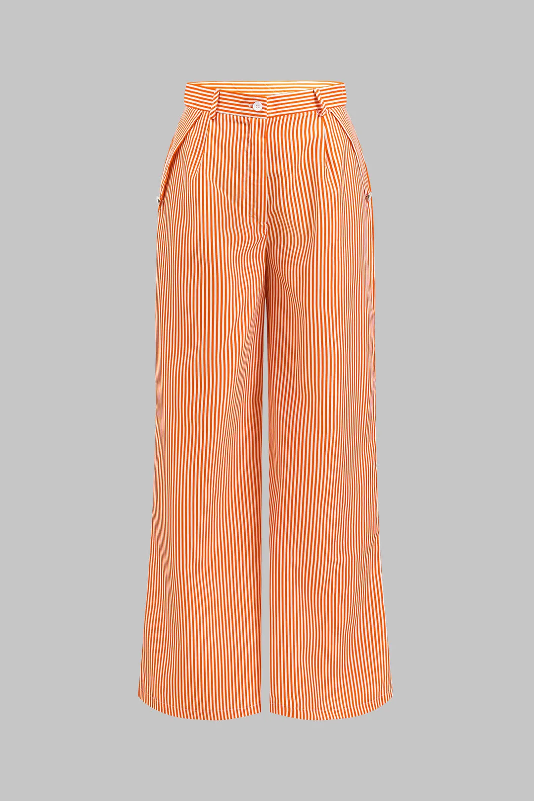 Stripe Print 3D Blomster kortærmet top og knap brede benbukser sæt sold by Micas product image thumbnail 4