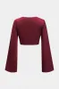 Satin -knap Langærmet top og Ruched lynlåsskørt sæt sold by Micas