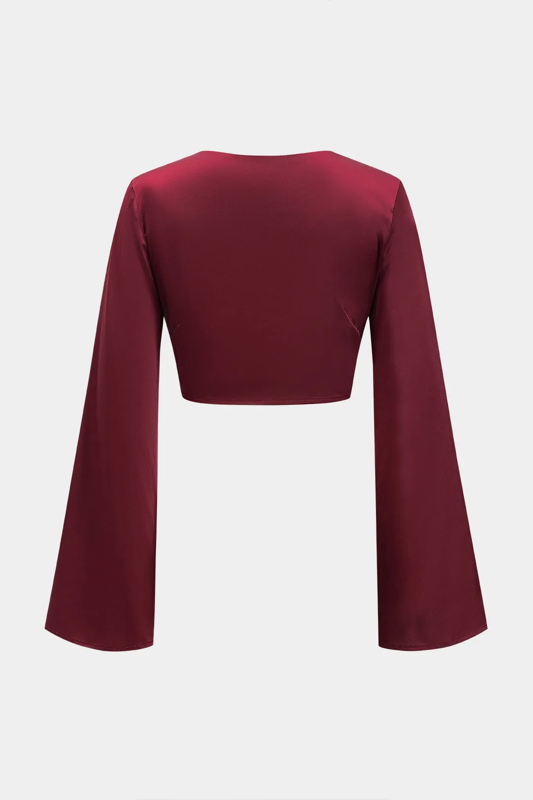 Satin -knap Langærmet top og Ruched lynlåsskørt sæt sold by Micas product image thumbnail 2