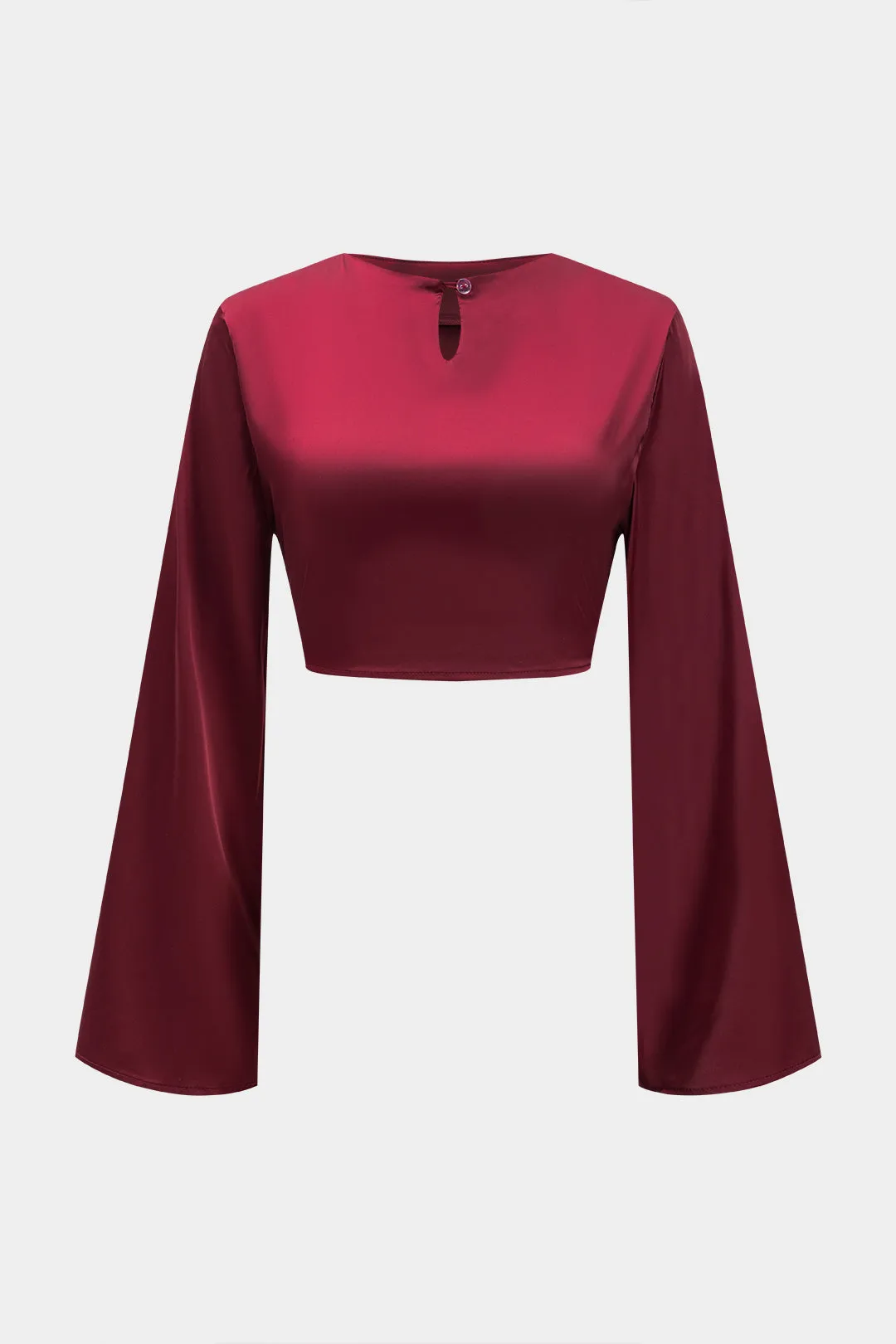 Satin -knap Langærmet top og Ruched lynlåsskørt sæt sold by Micas product image thumbnail 3