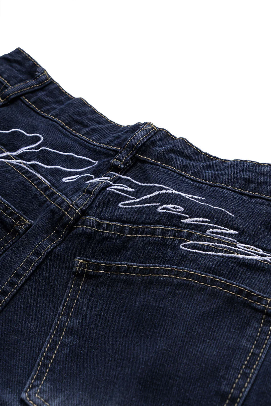 Denim broderi knap lomme brede ben jeans sold by Micas product image thumbnail 5