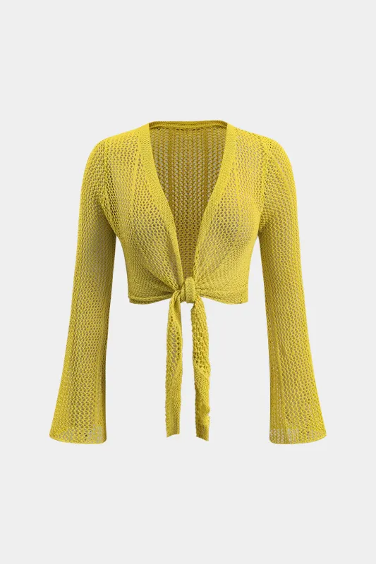 Strik udskåret slips foran langærmet top sold by Micas