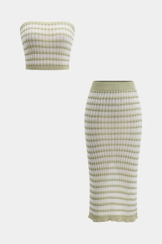 Strik udskåret rørtop og spalt nederdel sæt sold by Micas