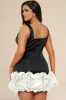 Plus Size Contrast Satin Zipper Patchwork Square Neck Mini Dress sold by Micas