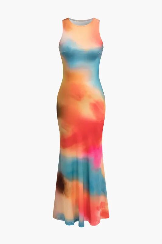 Ombre print ærmeløs maxi kjole sold by Micas