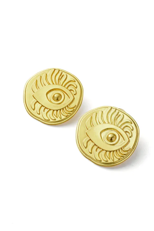 Metal prægede konkave konvekse øreringe sold by Micas