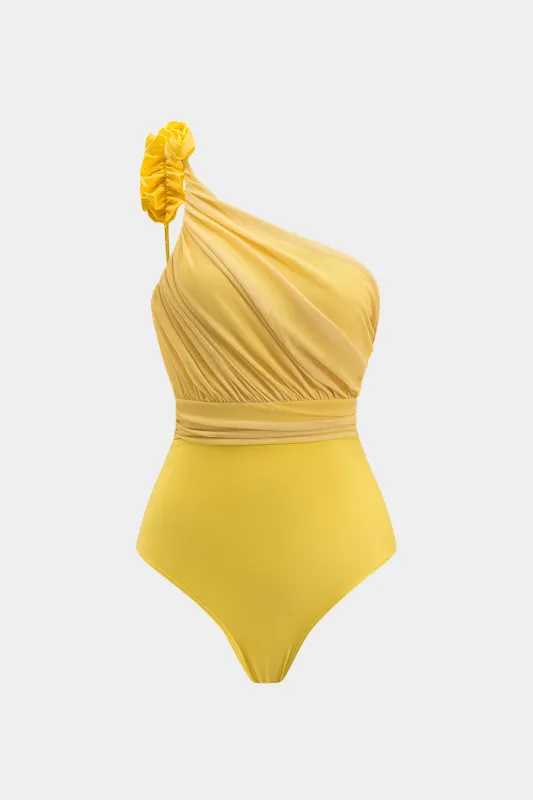 Mesh Patchwork One Shoulder Tummy Control One-Piece badedragt sold by Micas