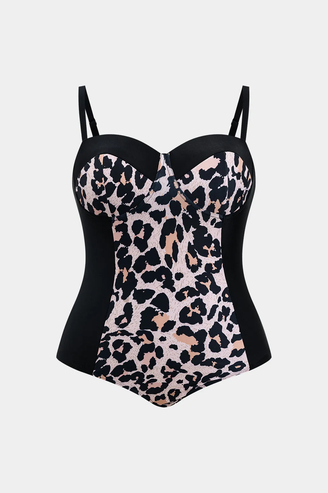 Plus størrelse leopardprint Bustier Tummy Control I ét stykke badedragt sold by Micas