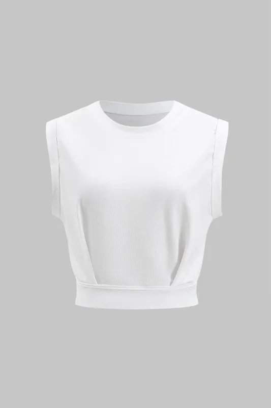 Solid Ruched Sleeveless T-shirt sold by Micas