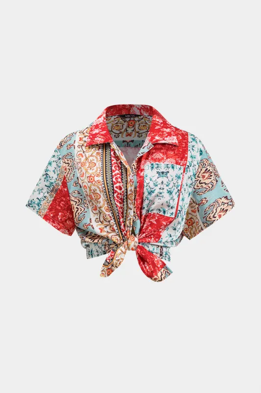 Ditsy Floral Print Pocket Short-Sleeve Shirt sold by Micas