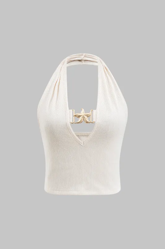 Metallisk ruched rygfri tank top sold by Micas