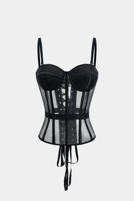 Mesh Tie Back Bustier Slip Cami Top sold by Micas