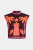 Coconut Palm Print Cut Out Button Top og Zipper Nederdel Set sold by Micas