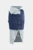 Kontrast denim patchwork -knap nederdel sold by Micas