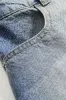 Denim vaskede knap brede ben jeans sold by Micas