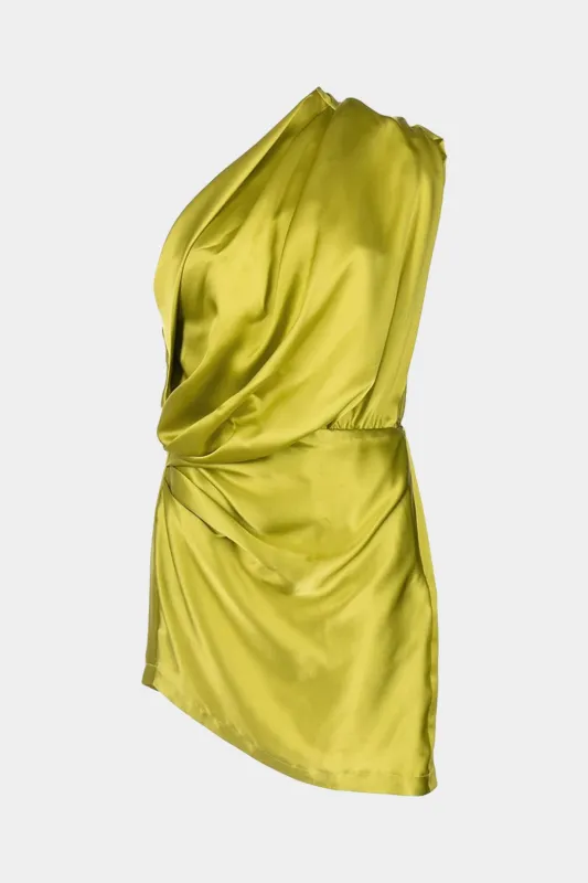 Satin Ruched One Shoulder Mini Dress sold by Micas
