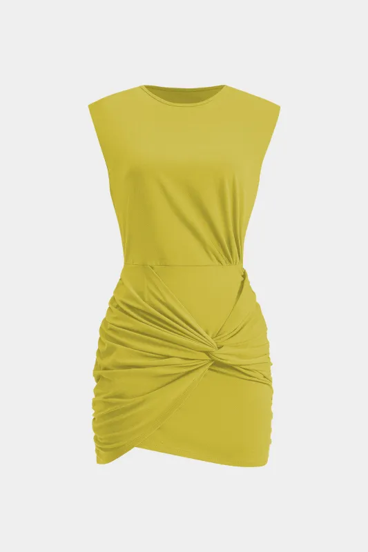 Ruched Twist Knot Sleeveless Mini Dress sold by Micas