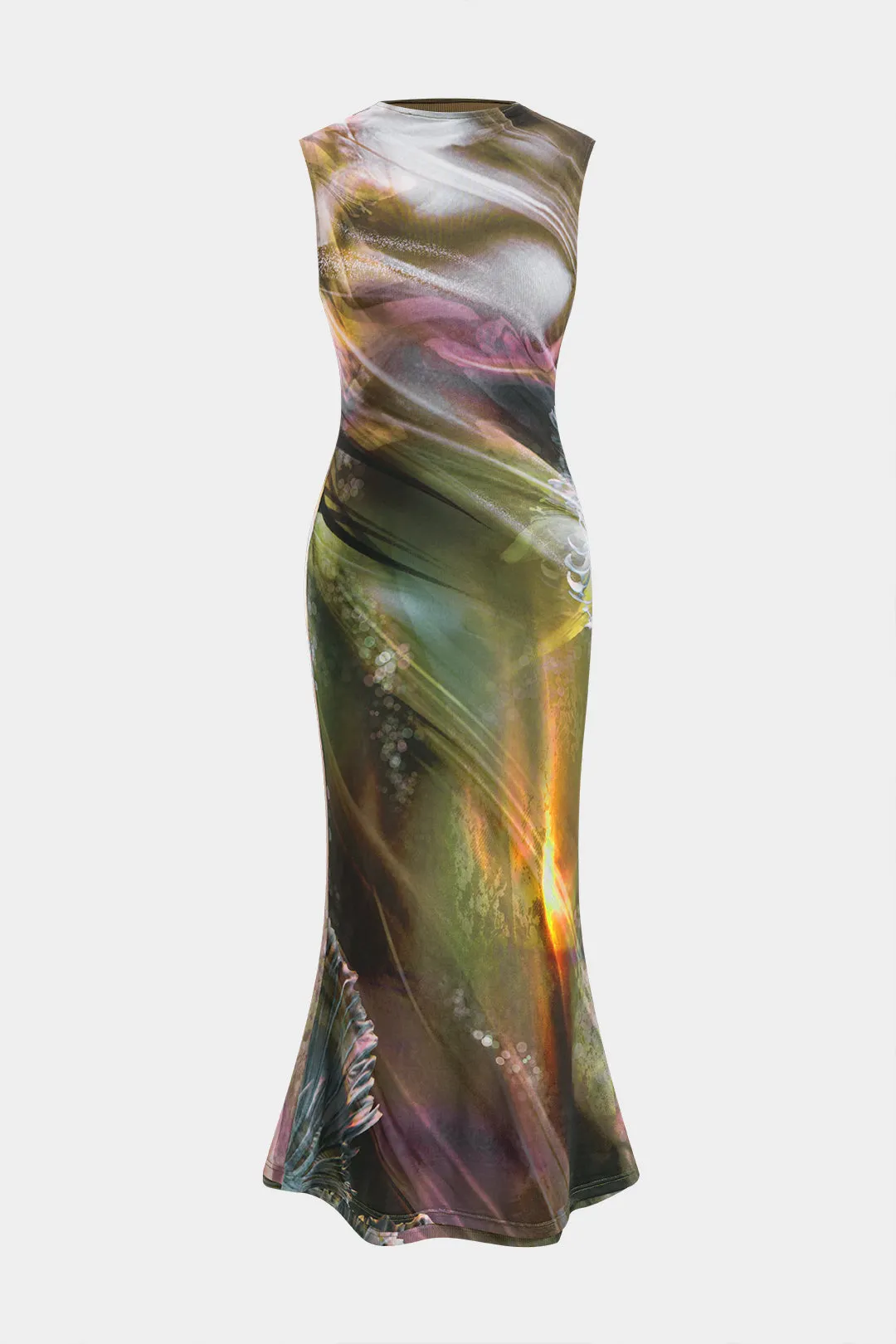 Ombre Print Mesh Sleeveless Maxi Dress sold by Micas